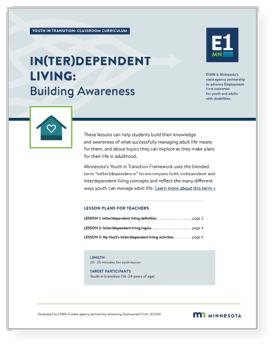 Cover page of the In(ter)dependent living curriculum